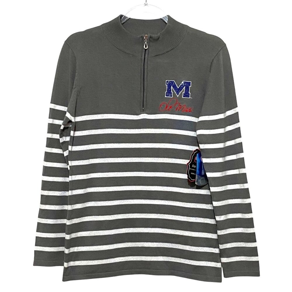 Gameday Couture Ole Miss 1/4 Zip Sweater Womens S Sparkly Blingy Mississippi